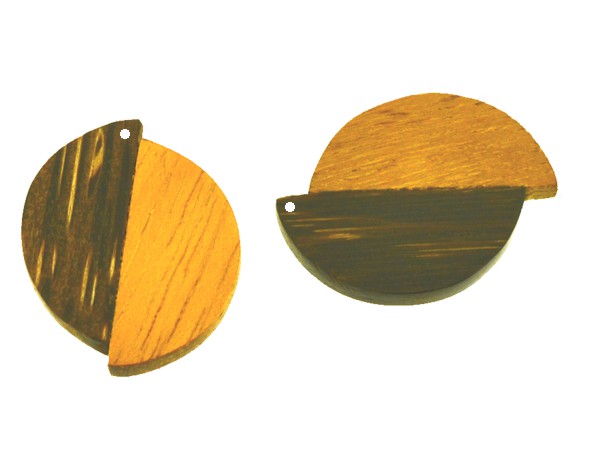 Pingente semi círculos pau amarelo/sucupira - 2.7 cm (FB-605)